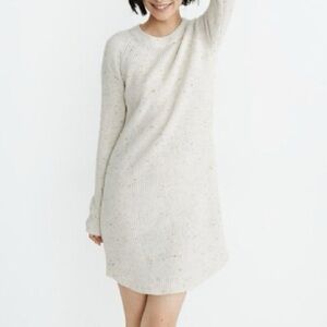 Madewell Curved-Hem Donegal Pearl Speckled Sweater Dress Oversized Size Small